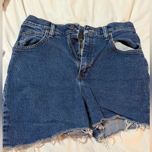 Classic Blue Frayed Hem Jean Shorts